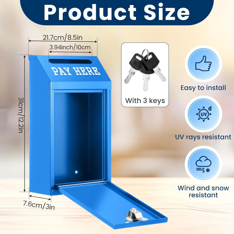 صندوق النقود الآمن، صندوق التبرع المعدني مع قفل مثبت على الحائط، صندوق بريد محفور مسبقًا، توصيل بالو المنزل والمكتب في الهواء الطلق