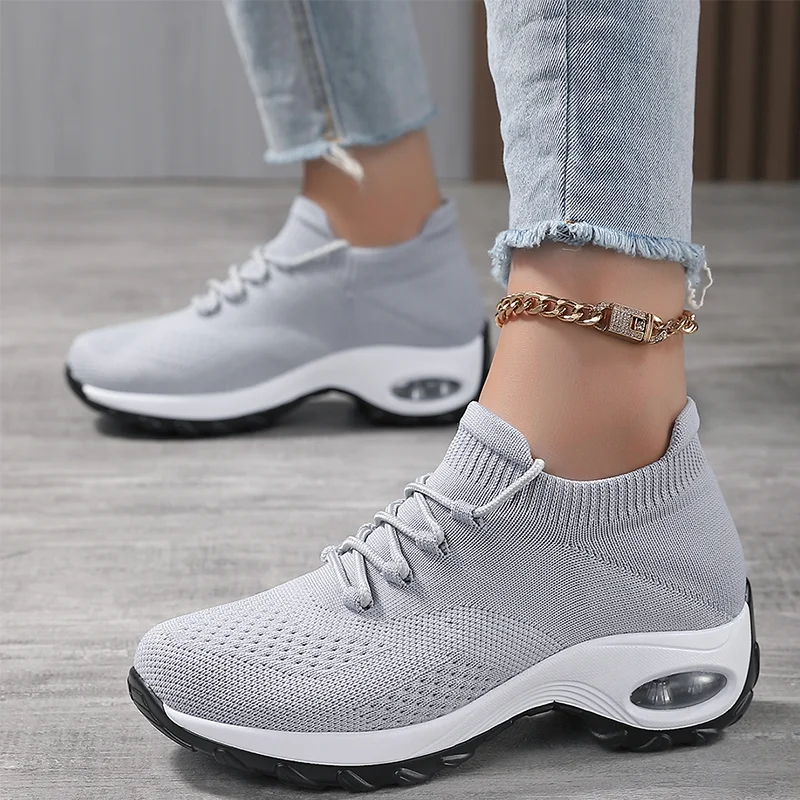 Women 2024 Summer Sport Running Shoes Air Cushioned Increase Height Sneaker Female Mesh Breathable Trainning Shoes Free Delivery