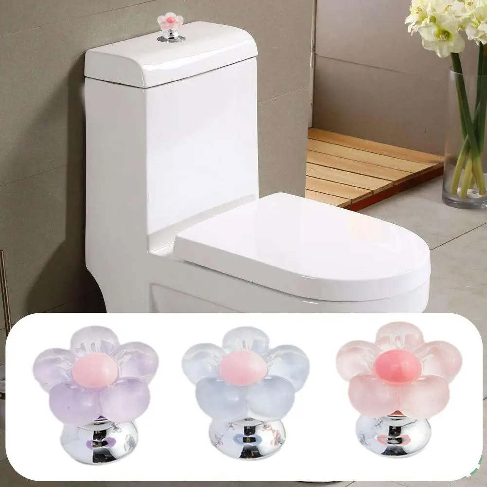 1pc Toilet Press Cute Flower Toilet Press For Manicure Universal Toilet Flush Switch Button Water Button A7d4