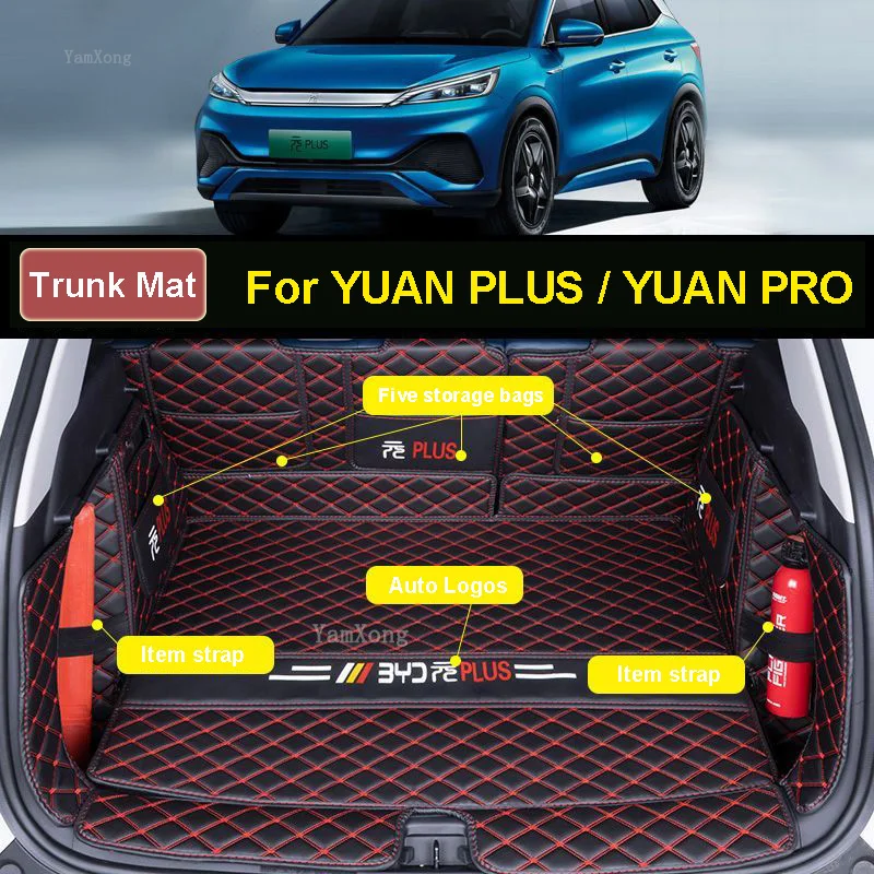 For BYD YUAN PLUS/ PRO Car Trunk Mat   Styling PU Leather Trunk Protection Mat Catpet Interior Cover Part Pad Auto Accessorie