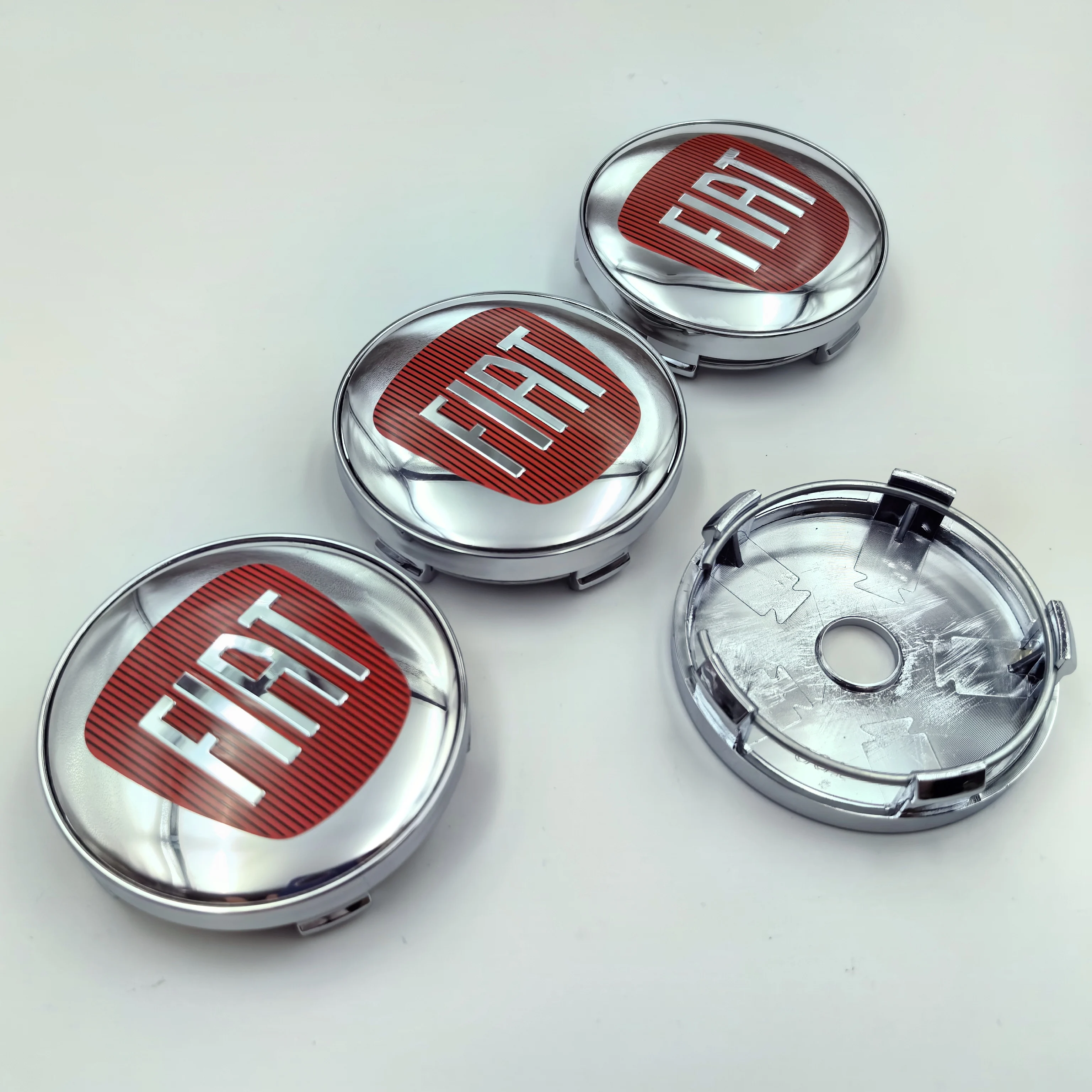 4 pièces 60mm fiat logo capuchon central de roue de voiture couvre-moyeu Badge accessoires de style argent ou noir Compatible avec FIAT