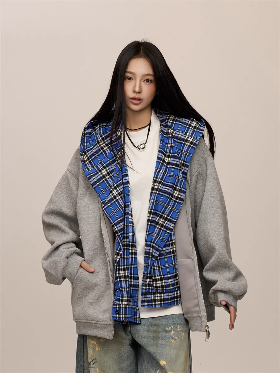 

Осень 2021, Y2k, большие толстовки в клетку, мужская роскошная дизайнерская одежда, толстовка с клетчатой подкладкой, женские толстовки, уличная одежда