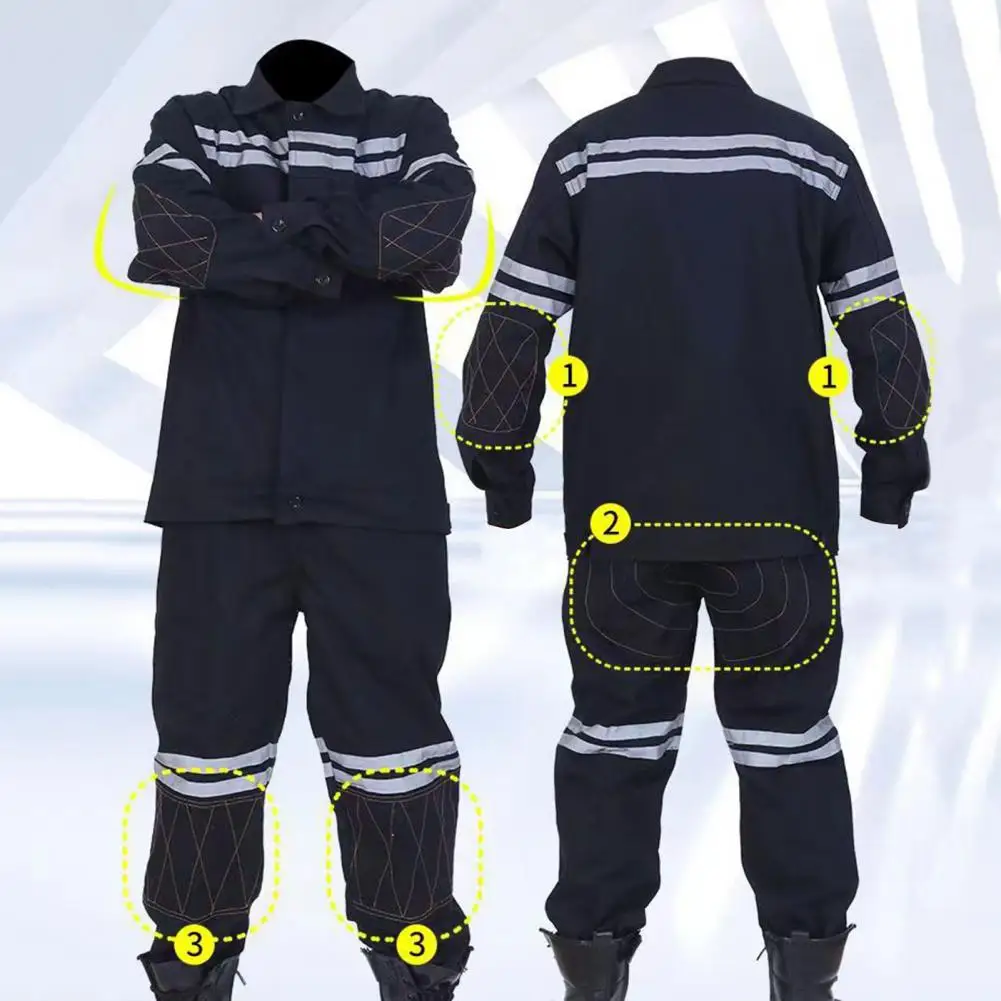 Work Jacket Pants Set Reflective Strip Work Uniform High Visibility Workwear Set with Reflective Strip for Miner for Working