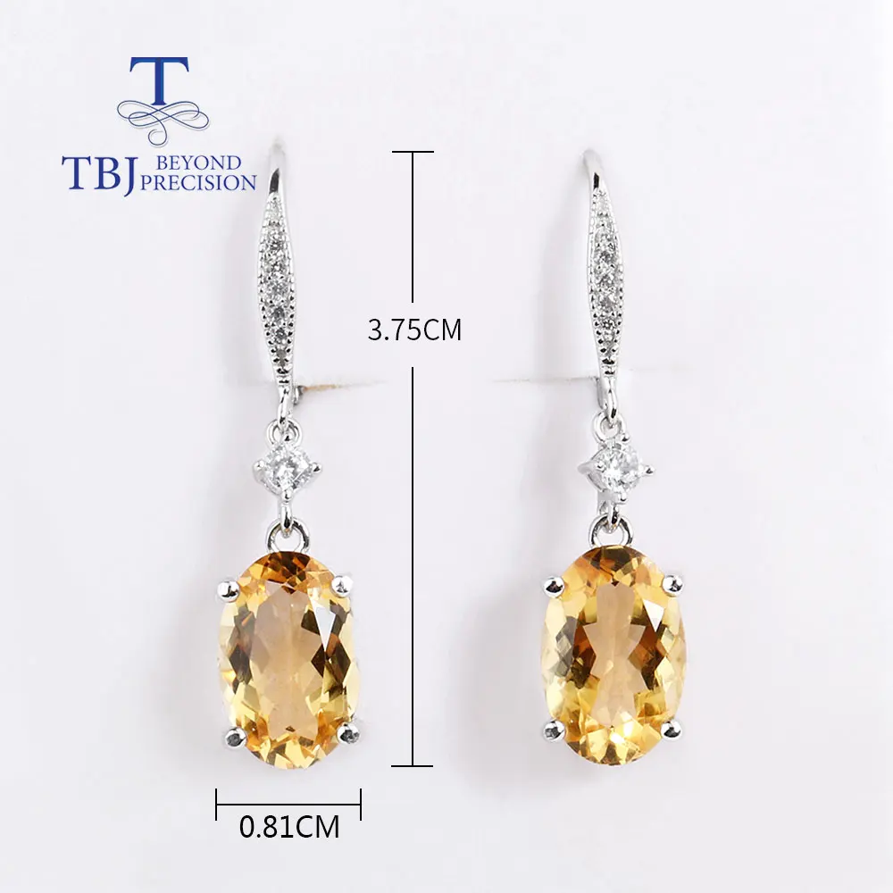 Classic design natural Citrine Clasp Earring oval 8*12mm Earrings 925 sterling silver fine natural gemstone jewelry for women