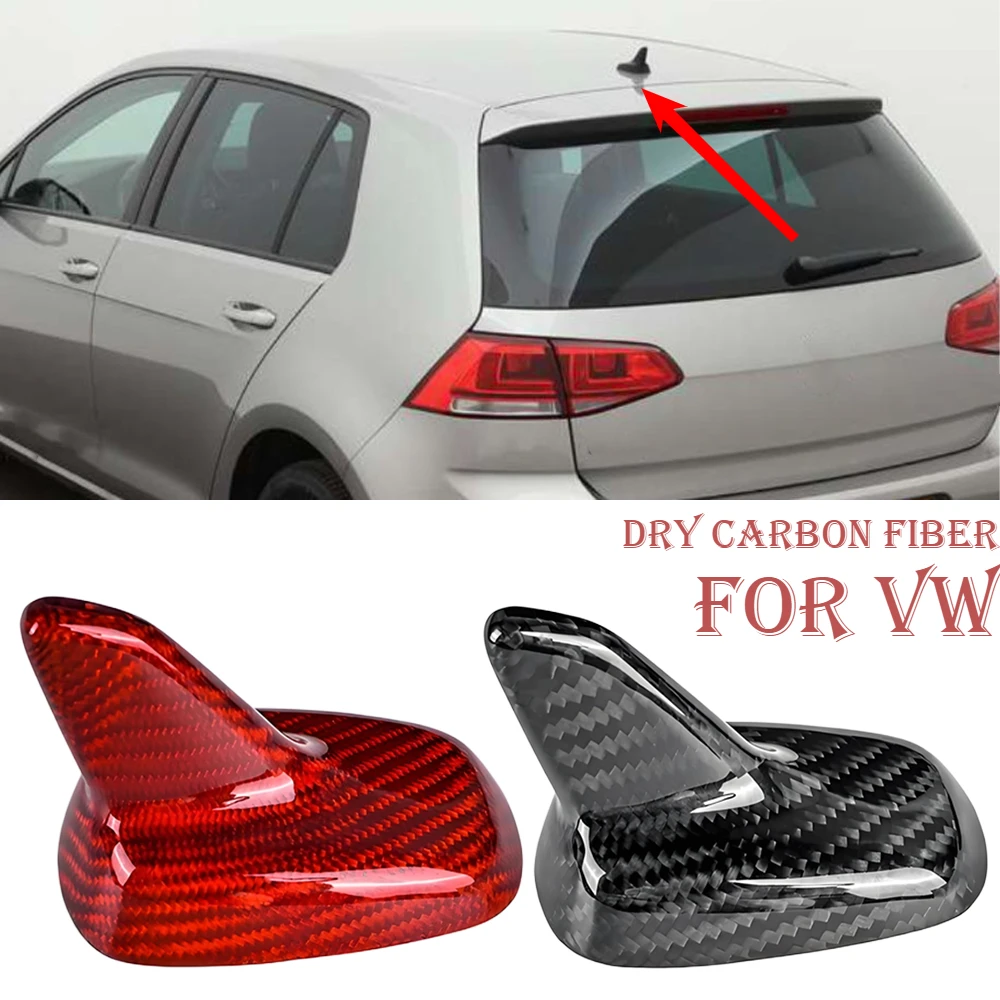 

For VW Golf 7 Tiguan 2011-2021 Carbon Fiber Car Antenna Cover Radio Shark Fin Topper Roof Aerial Trim Auto External Accessories