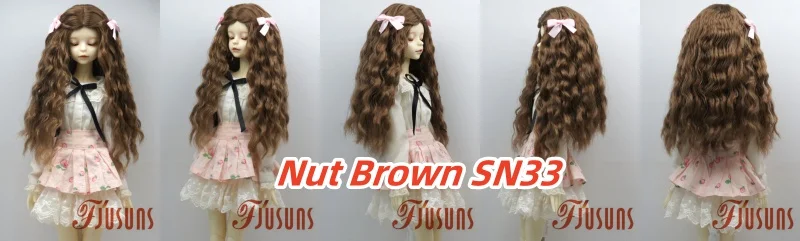 JD880 Lange Sauvage Welle Mittelscheitel Meerjungfrau Lockig mit Twin Bow Braids Puppe Perücken 1/8 1/6 1/4 1/3 Pullip Blythes BJD Haar – Detail 17
