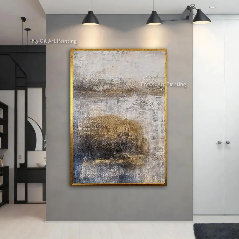 

Hand Drawn Brown And Gray Abstract Thick Canvas Oil Painting Simple Artwork Set Of Two Wall Art Decor For Living Room Hall