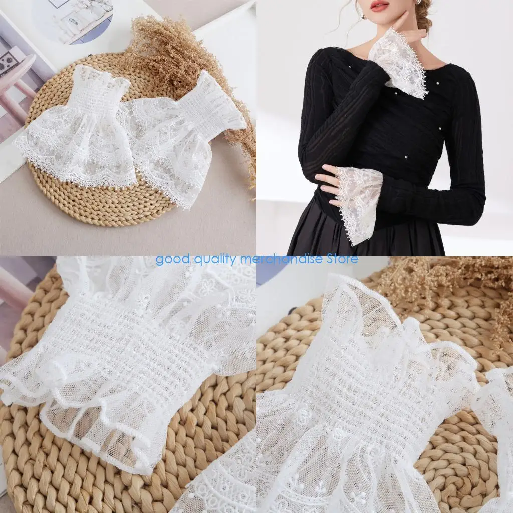 

Y5JD расклешенные декоративные кружевные рукава, удлинение манжеты на запястье, вышитый цветок, чехол на руку