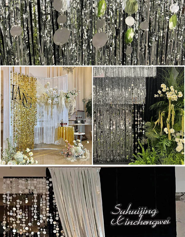 

200pcs Wedding Prop Arrangement Background Arch Hanging Decoration Circular Sequin String, Wedding Stage Backdrops Party Display