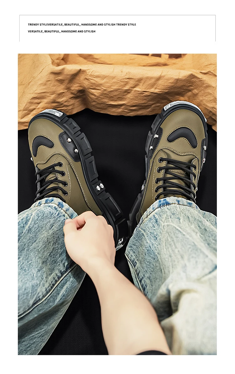 Modische Herren-High-Top-Stiefel, dicke Sohle zur Erhöhung der Körpergröße, vielseitige Freizeitschuhe – Detail 20