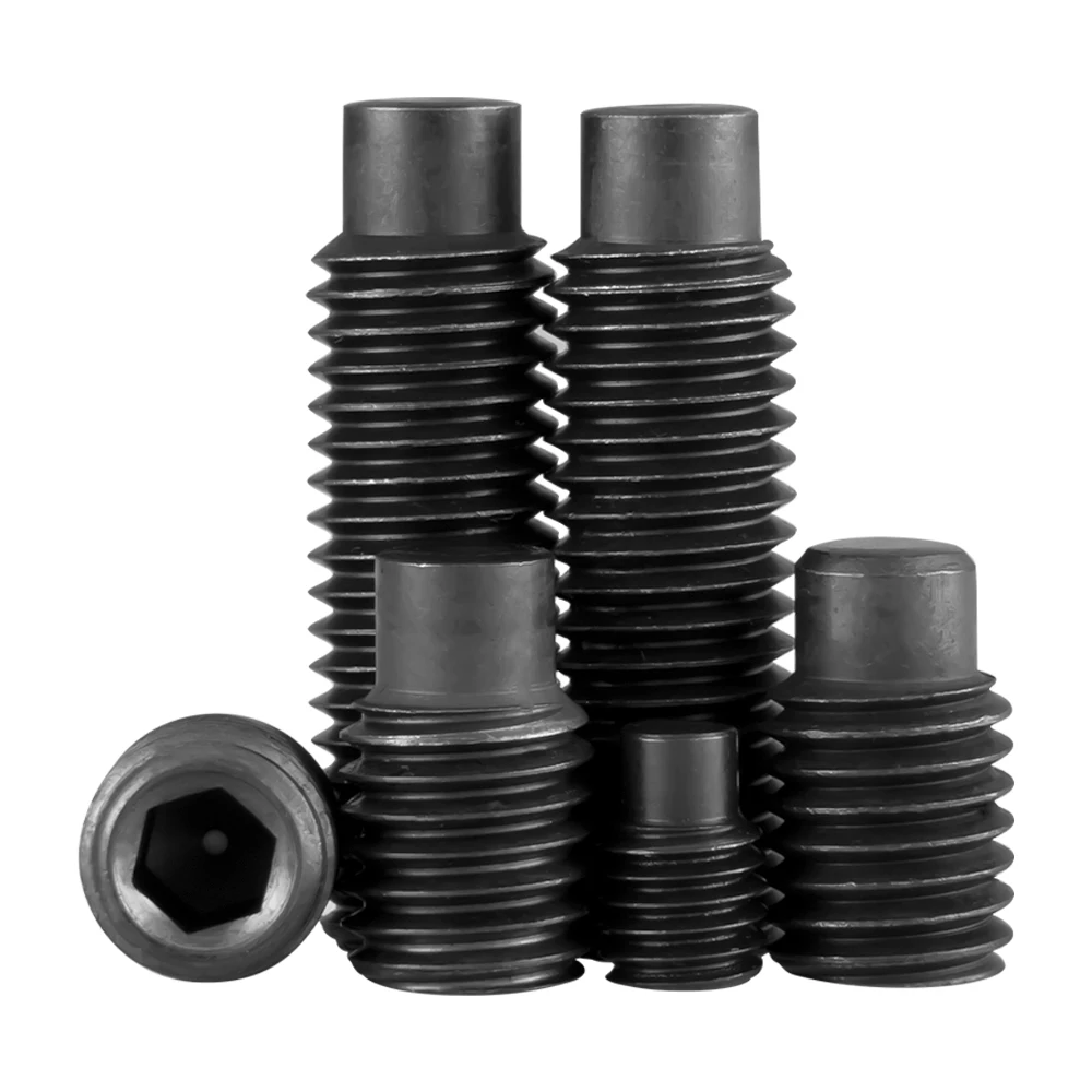 Parafusos de fixação de soquete sextavado de ponto convexo m2 m2.5 m3 m3.5 m4 m5 m6 m8 m10 m12 m14 m16 escurecimento parafuso sem cabeça de aço carbono grau 12.9