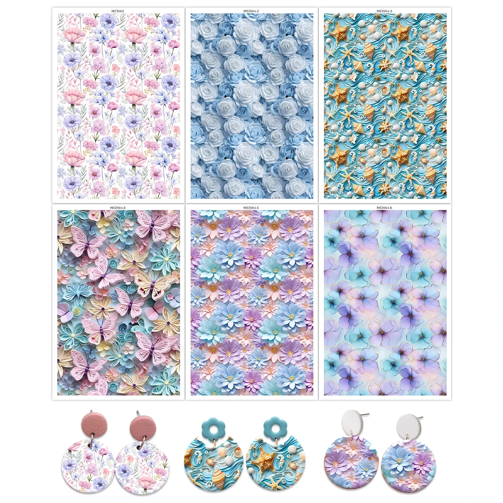 6 قطعة/المجموعة بوليمر كلاي الألوان المائية نقل ورقة النقش الطباعة النمذجة ورق زينة السيراميك الحرفية أدوات صنع الفخار
