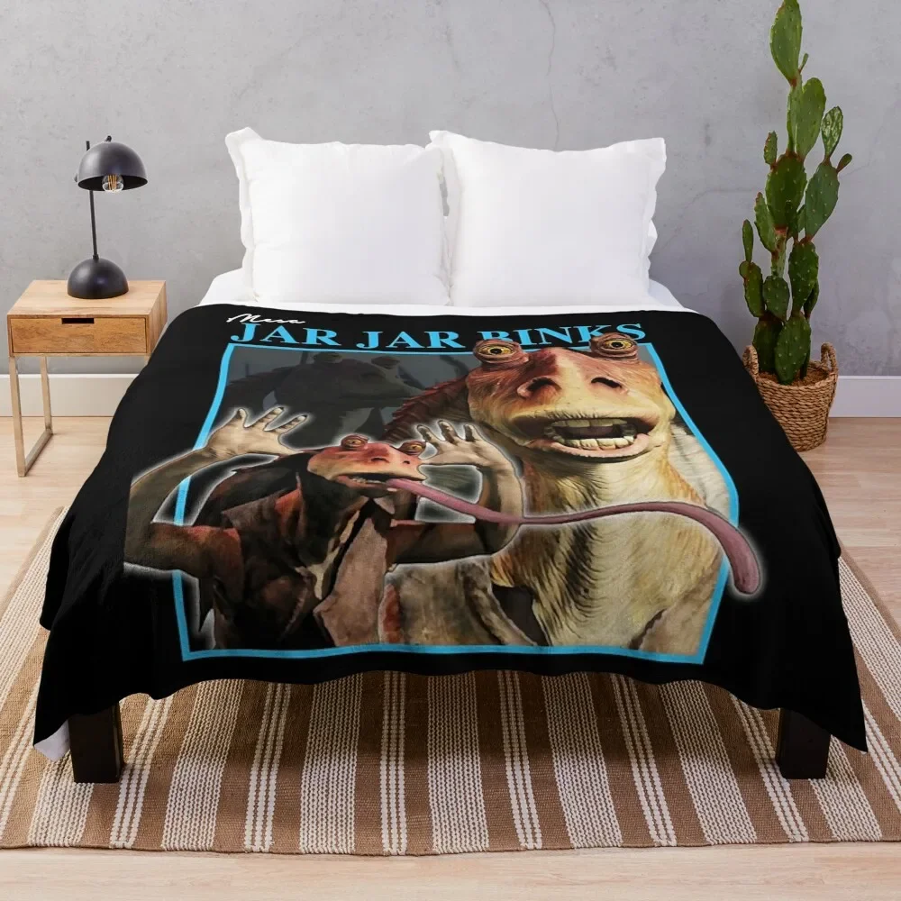 

Retro Jar Jar Binks Graphic Throw Blanket Soft Big Loose fluffy Blankets