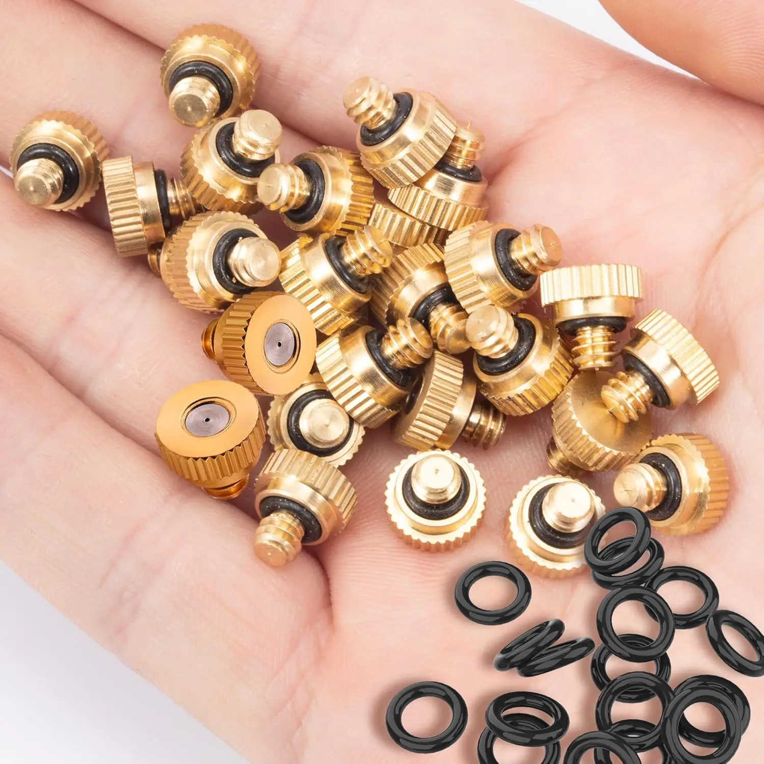 50Pcs Brass Fogging Nozzles Pergola Outdoor Cooling Mist Atomizing Nozzles For Dust Control Landscaping 0.2/0.3/0.4/0.5mm