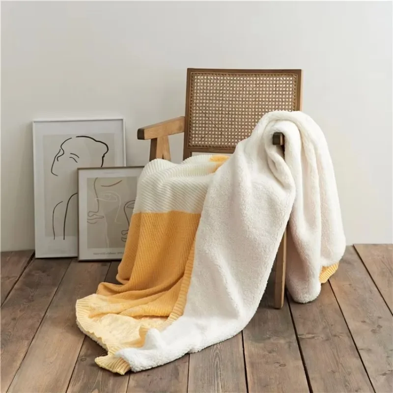Winter Thicken Solid Color Office Polyester Blanket Pink Nap Sofa Custom Warm Blanket With Logo