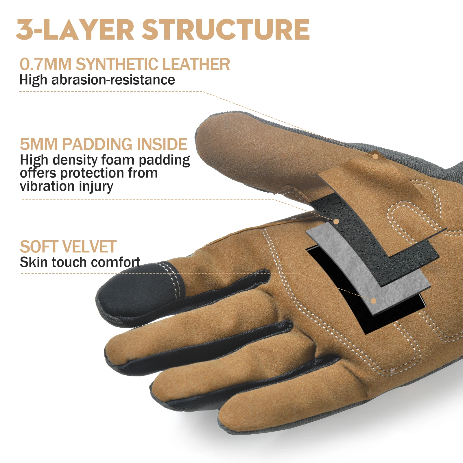 1 زوج عالية الأداء متعددة الأغراض قفازات العمل خفيفة واجب للرجال والنساء تنفس وعالية البراز شاشة تعمل باللمس ل Multipur #2