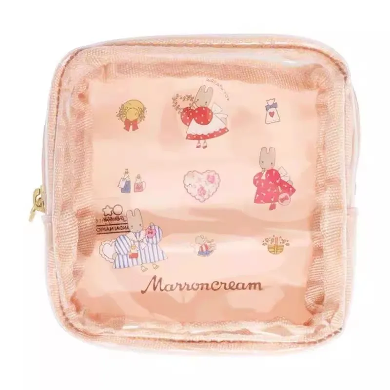 Cute Marron Cream Rabbit Girls Children PVC Transparency Coin Purse Case Small Wallets For Women