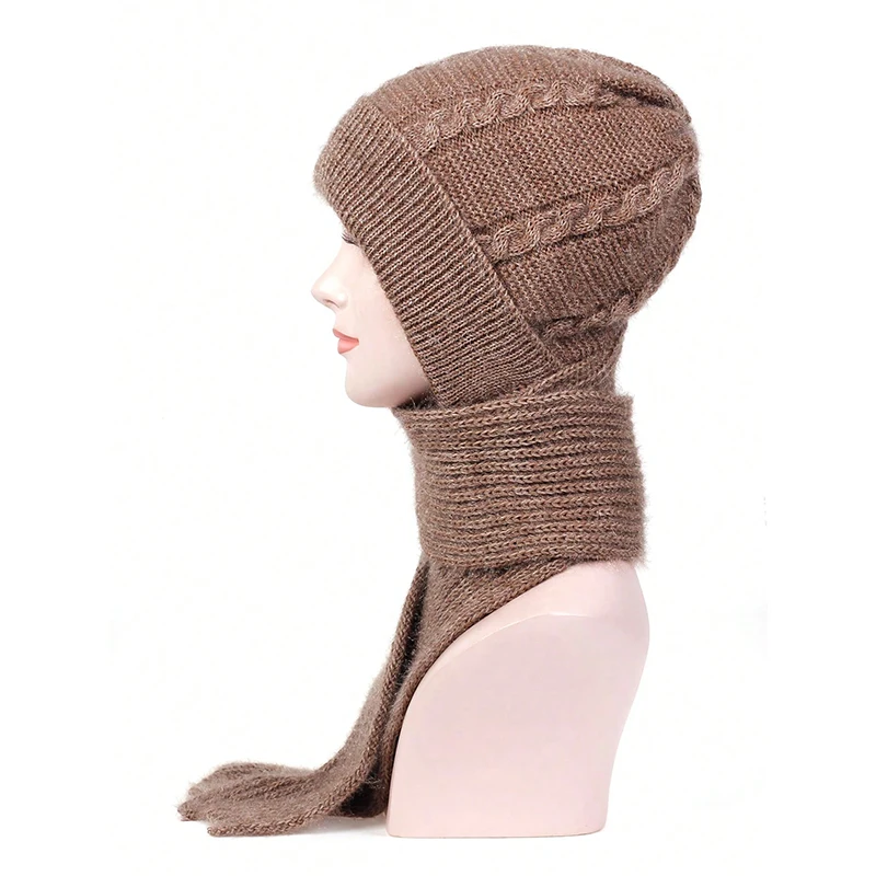 Winter Women Hats Ear Protection Warm Thick Knitted Hat Unisex Scarf Windproof beanies Cap Outdoor Riding and Snow Activities