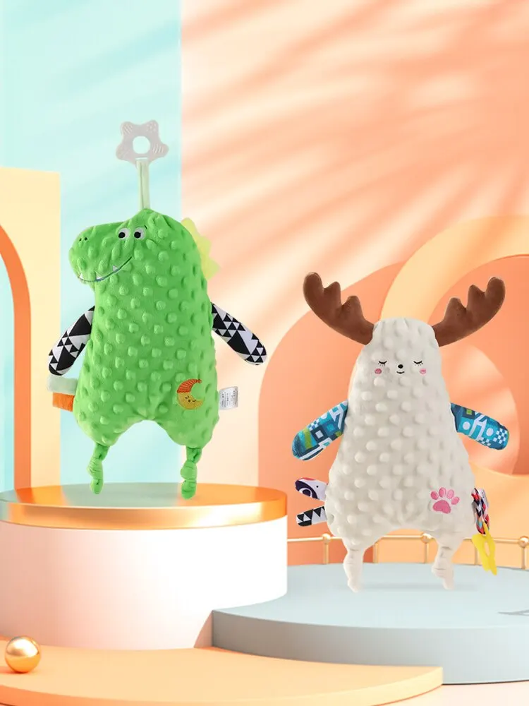 아기용 동물 진정 플라케이트 수건, 만화 봉제 인형, 곰 토끼, 신생아용 부드러운 편안한 수건