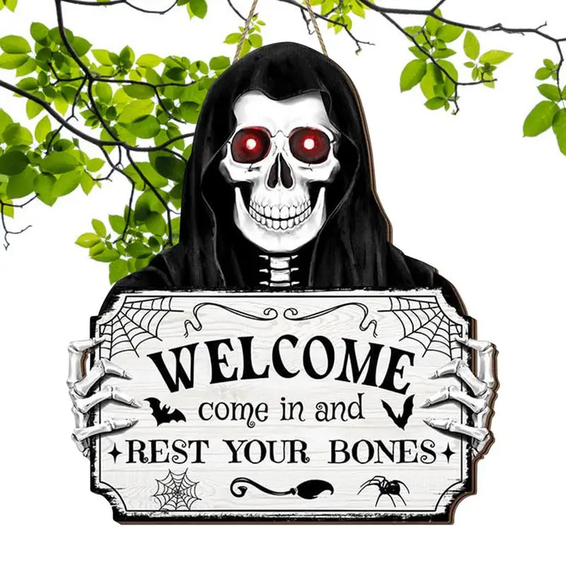 Halloween Welcome Sign Spooky High Quality Wooden Skull Door Hanger Festive Supplies party decorationsFor Bedroom Corridor