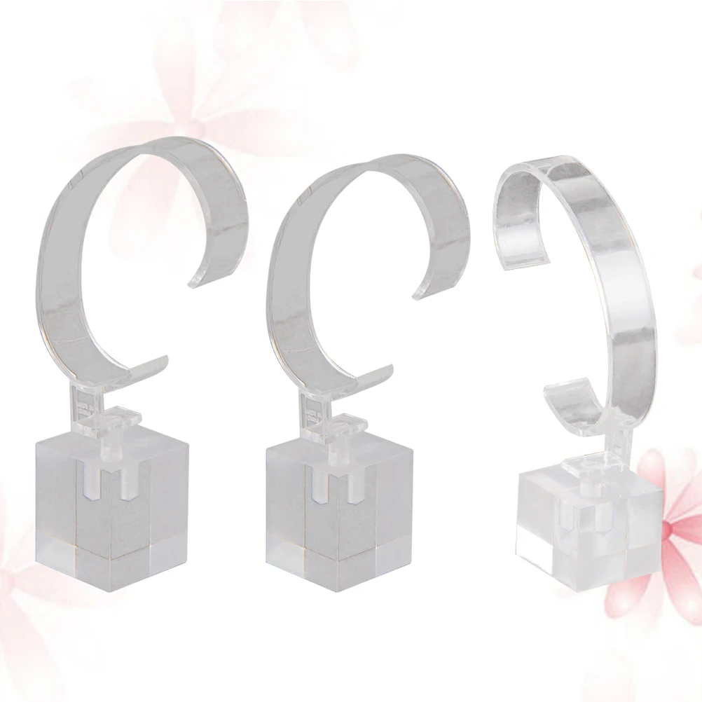 

3pcs Watch Display Rack Jewelry Organizer C-shaped Acrylic Scratch-resistant Stand for Bracelet Watch Show Photography