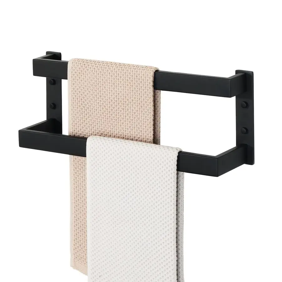 

DoubleLayer Towel Bar, Matte Black Towel Racks for Bathroom Wall Mounted, Stainless Steel Bathroom Towel Holder, Modern Space Sa