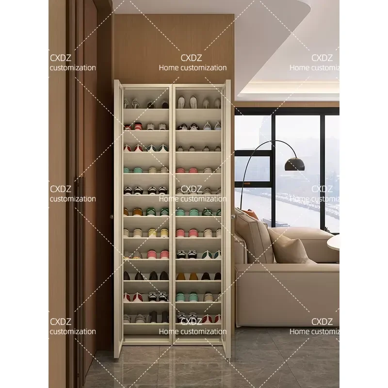 Light Luxury Steel Shoe Cabinet High End Entryway Large Capacity Floor to Ceiling Multi Layer Storage Entrance Cabinet 2026