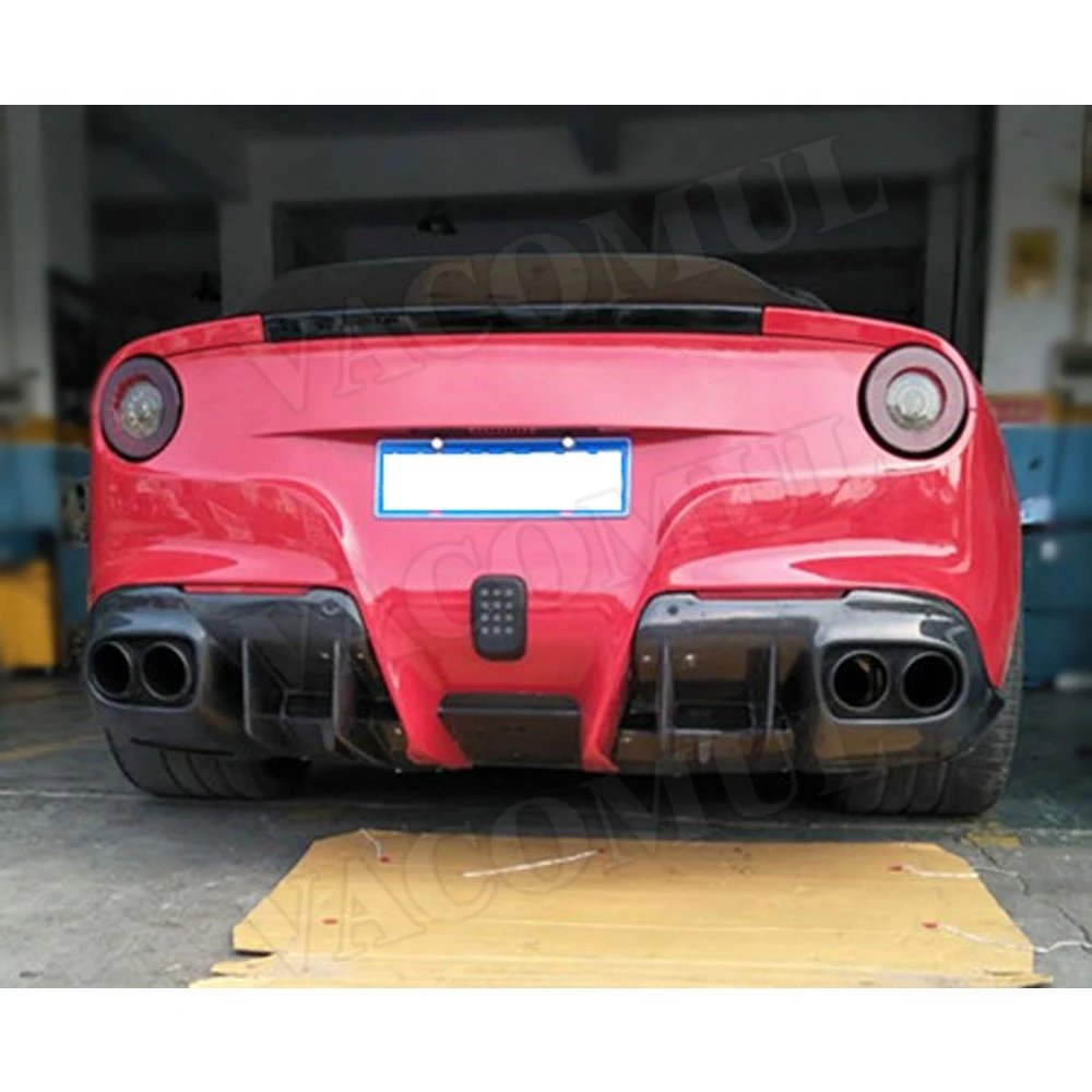 VACOMUL Carbon Fiber Rear Bumper Lip Diffuser Spoiler Case for Ferrari F12 Berlinetta 2013-2016 Car Styling