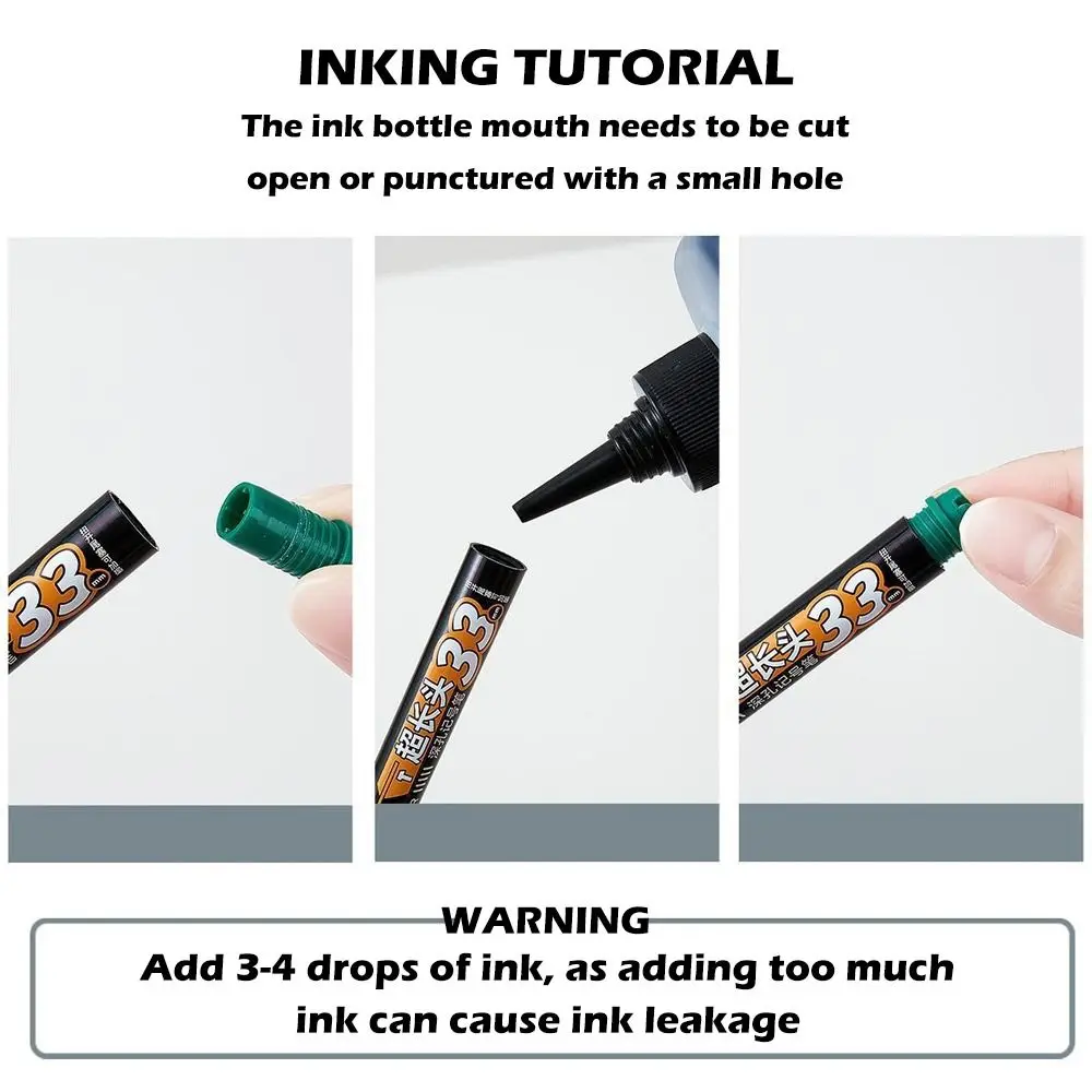 5pcs/set Oil-Based Ink Long Head Marker Pens Waterproof 33mm Deep Hole Deep Hole Markers Multi-Purpose Woodworking Markers