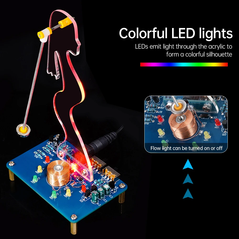 DIY Electronic Kit Electromagnetic Swinging Induction Teaching and Training Welding Practice Parts Colorful Mermaid or Leaf