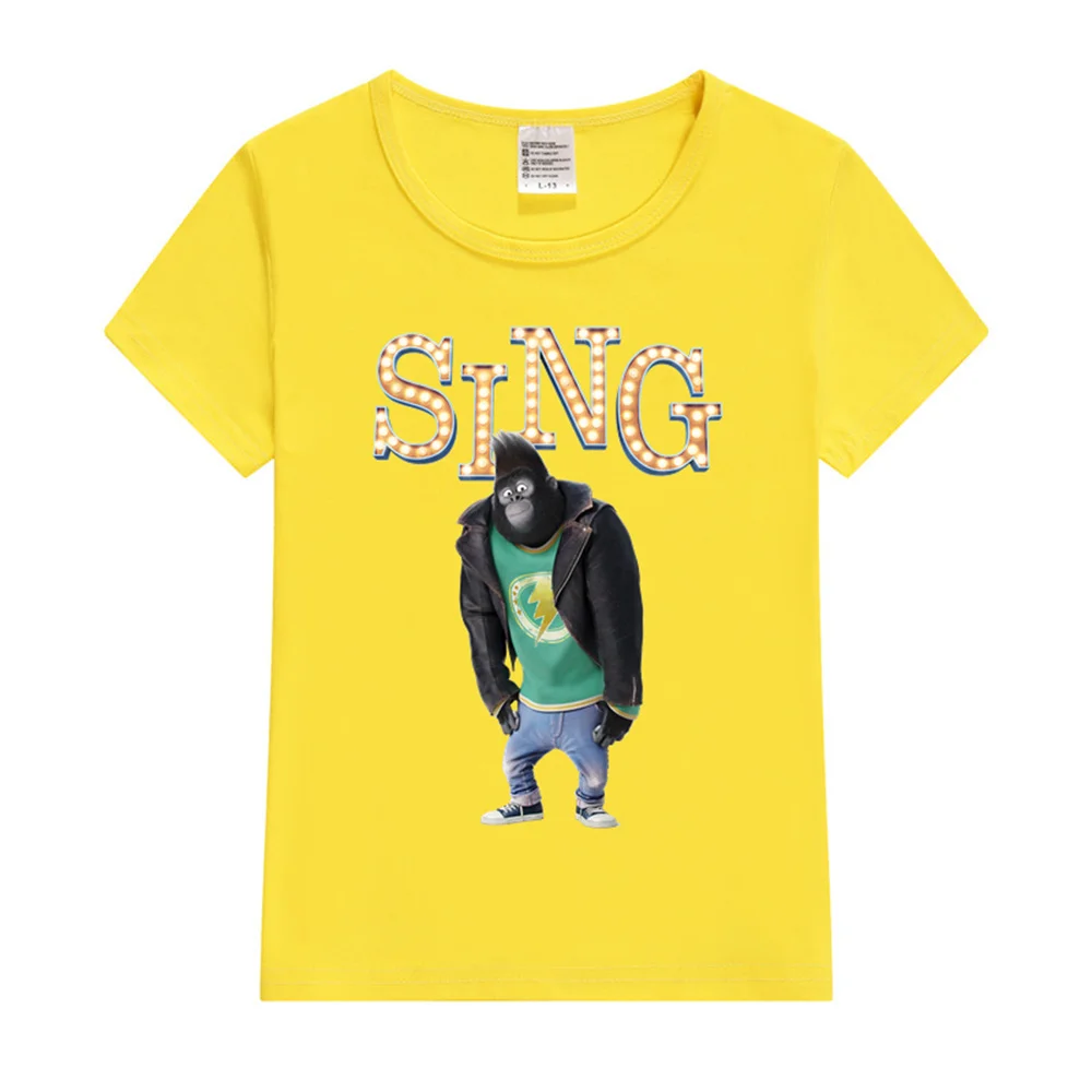 Johnny Gorilla Sing T-shirt Kids Sing Movies TShirts Summer Short Sleeve Top Hip Hop Streetwear Boys Girls Harajuku Fashion Tees