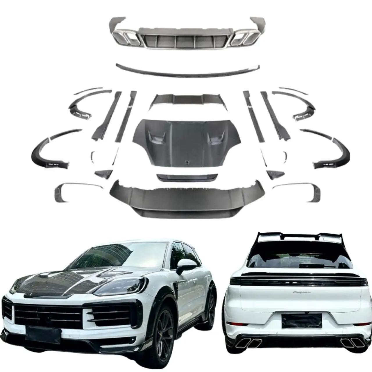 

MSY Style Dry Carbon FibreBody Kit for Porsche Cayenne 2024+ Front Lip Skirt Rear Diffuser Spoiler Hood