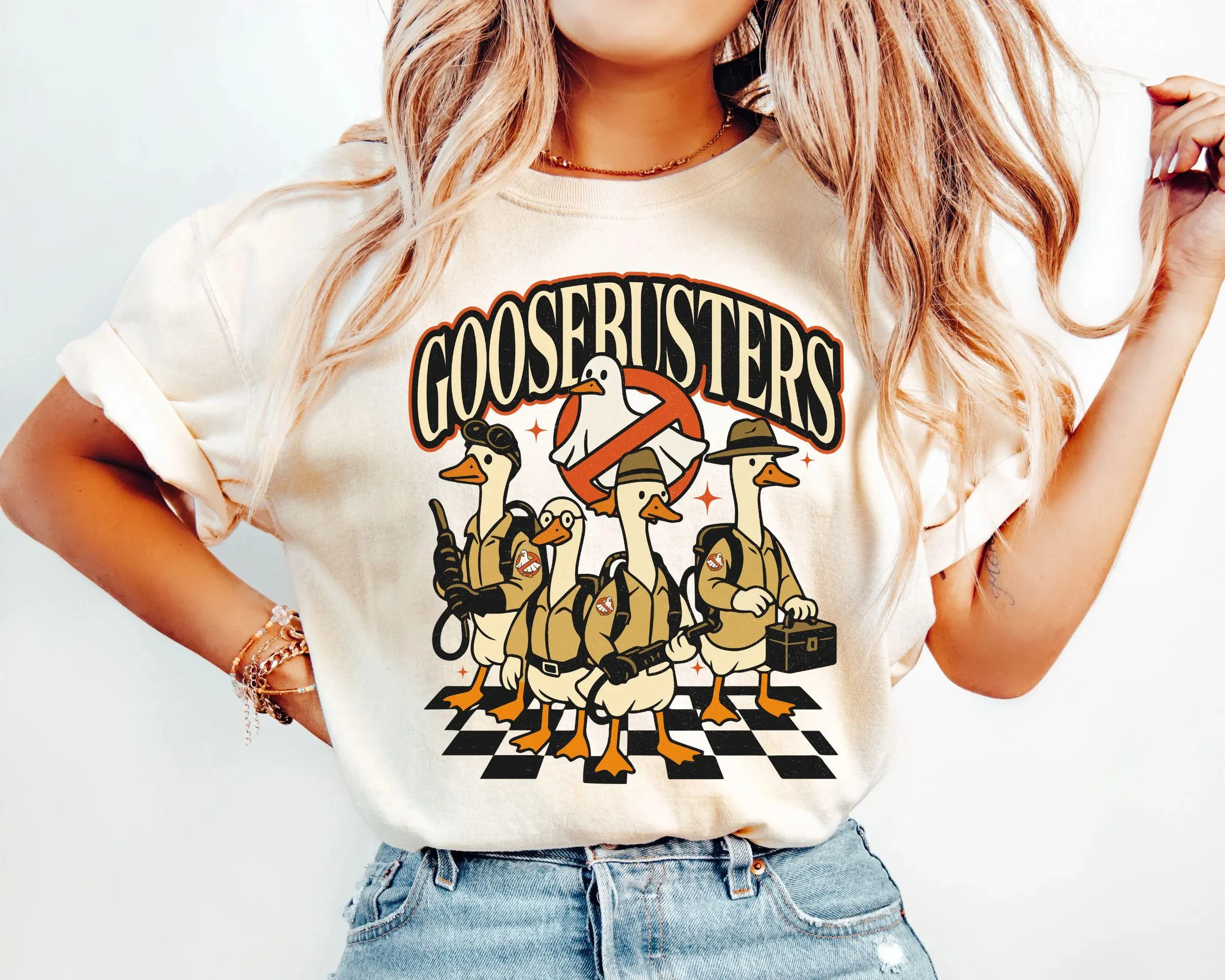 

Забавные одинаковые групповые рубашки «Отряд гусячих кожи на Хэллоуин», футболка «Гусь» на Хэллоуин, одинаковые рубашки на Хэллоуин для жуткого экипажа