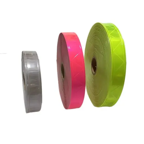 Imagen 2 del producto Tira de advertencia reflectante nocturna de PVC de 1 pulgada, Material auxiliar para ropa, cinta reflectante fluorescente para tráfico por carretera