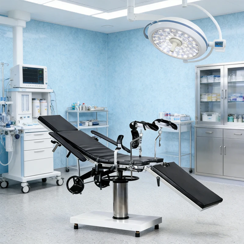 Adjustable hydraulic operating bed with manual hind leg plates, removable sponge mattress, suitable for operating table use