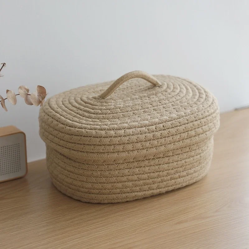 Simple Handmade Cotton Thread Clothes Cosmetics Storage Basket Snacks Needle and Thread Home Dustproof Storage Box