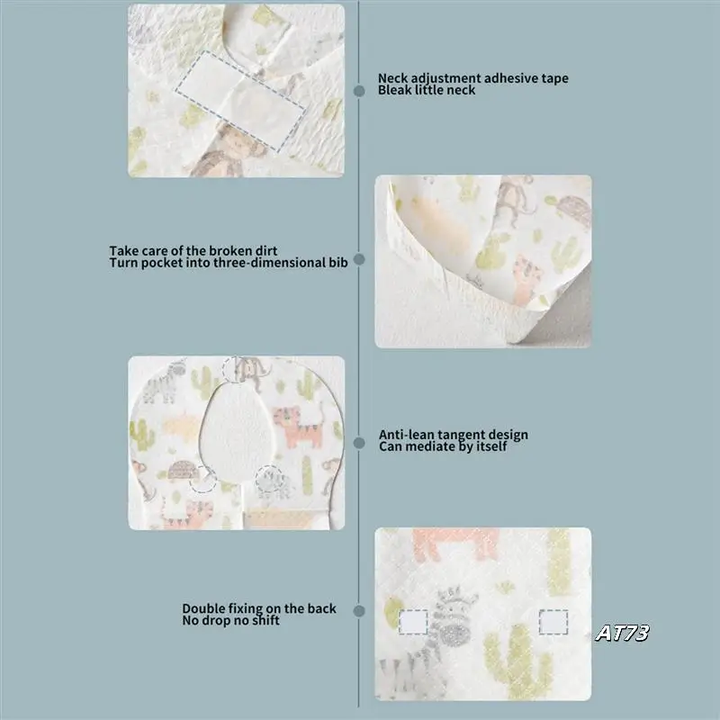 

30 Pcs Baby Disposable Bibs Non-Woven Fabric Baby Toddler Bibs Feeding Saliva Apron Paper Bibs Portable Bibs