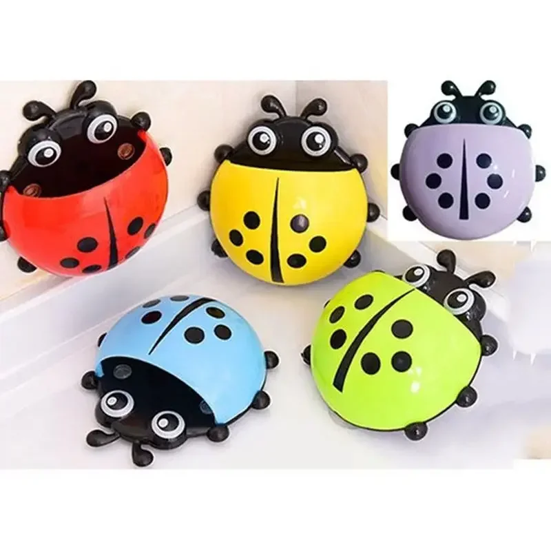 1pcs Cute Ladybird Beetle Toothbrush Toothpaste Shelves Pencil Storage Holders Racks Children Brush Teeth Bathroom Supply