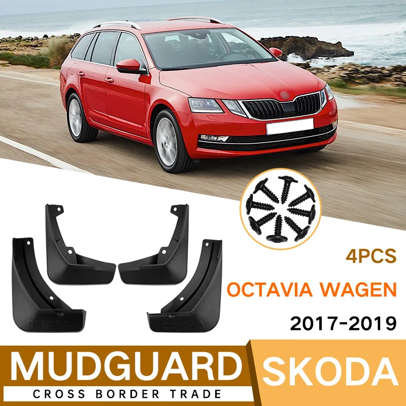 For Skoda Octavia Wagen 2017-2019 black car mudguard Reduce dust Resist tire dirt car accessories tools