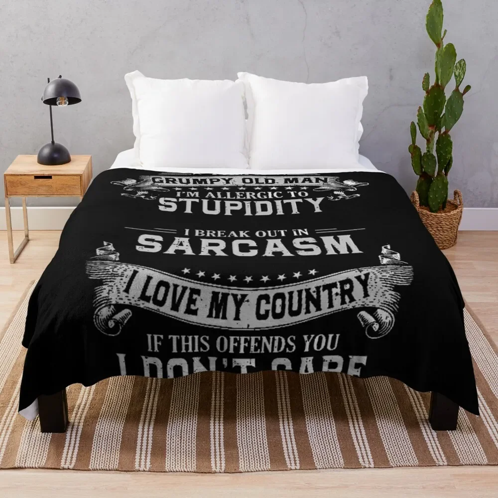 

GRUMPY OLD MAN ; Sayings Print Throw Blanket Flannel Soft Beds Blankets