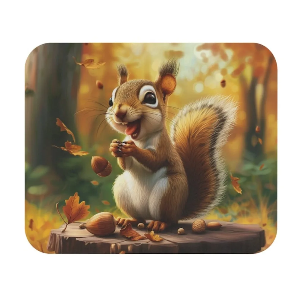 

The cute squirrel mouse pad is a high-definition printed computer desktop accessory suitable for home and dormitory use