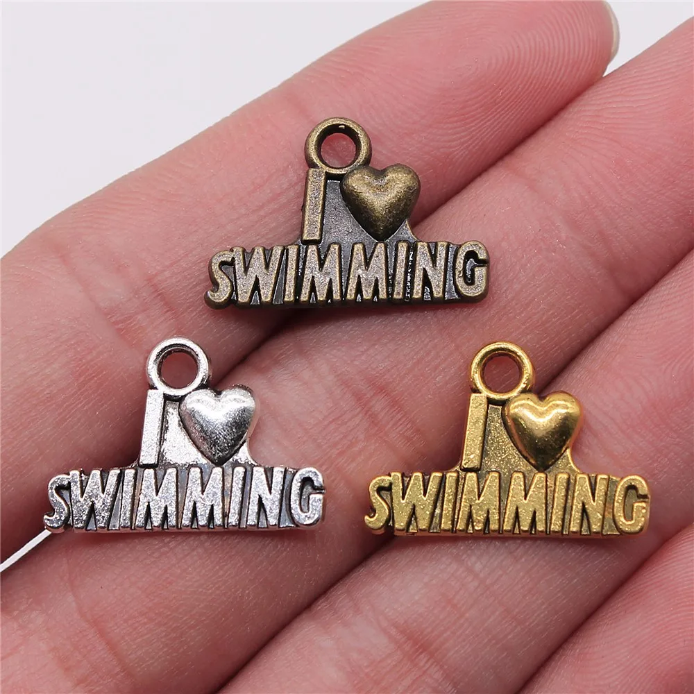 Vintage I Love Football Series Engraved Tag Charms Pendant Sports For Jewelry Making Bracelet Necklace Craft Bulk