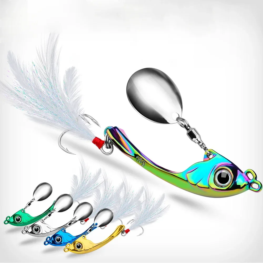 

ZWICKE 9g13g17g Spinner Metal Vib Fishing Lure Trolling Rotating Spoon Wobbler Sinking Hard Bait With Sequin Pesca For Bass Pike