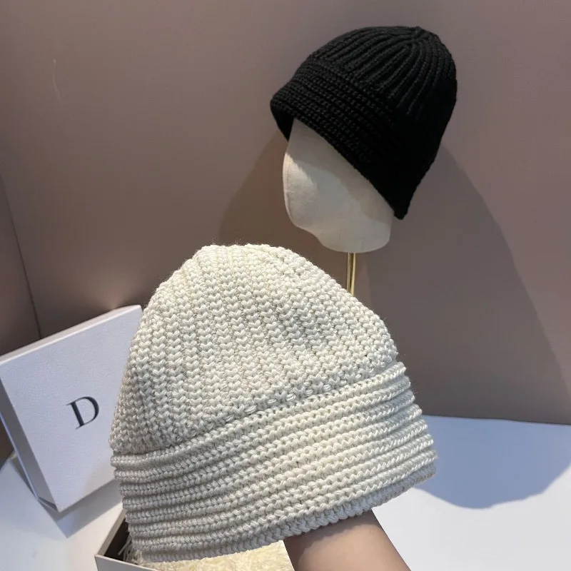 

​​2025 Bucket Hat Women Korean Fashion Slouchy Beanie Winter Warm Face Slimming Unisex Knit Cap Free Shipping​​