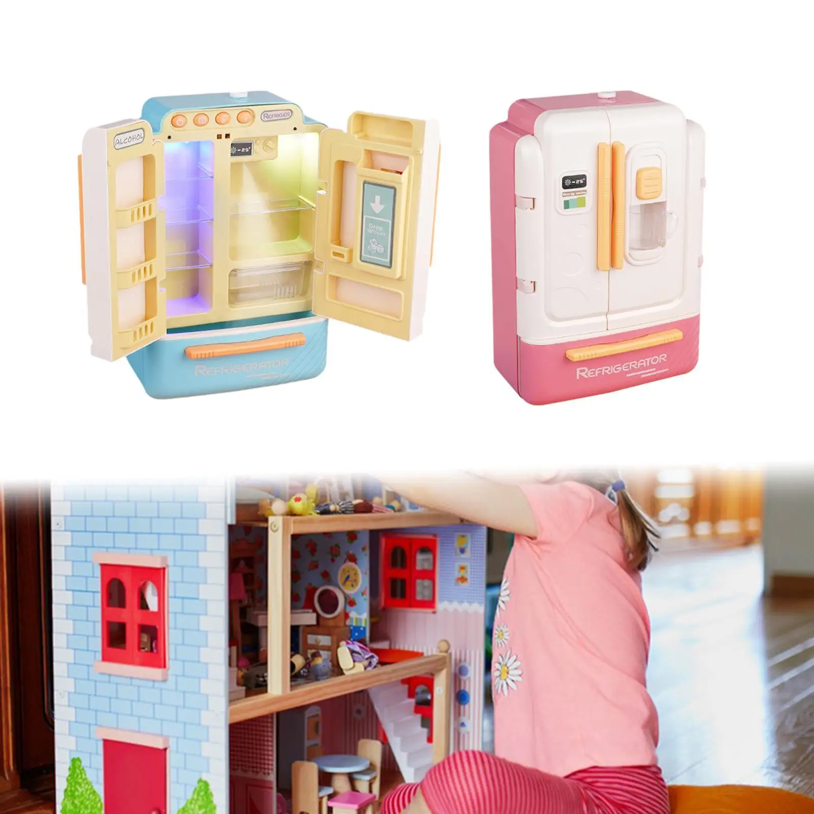 Children Pretend Play Toy Dollhouse Decoration Educational Toy Interactive Toy Gifts Kitchen Playset Multipurpose for Kids