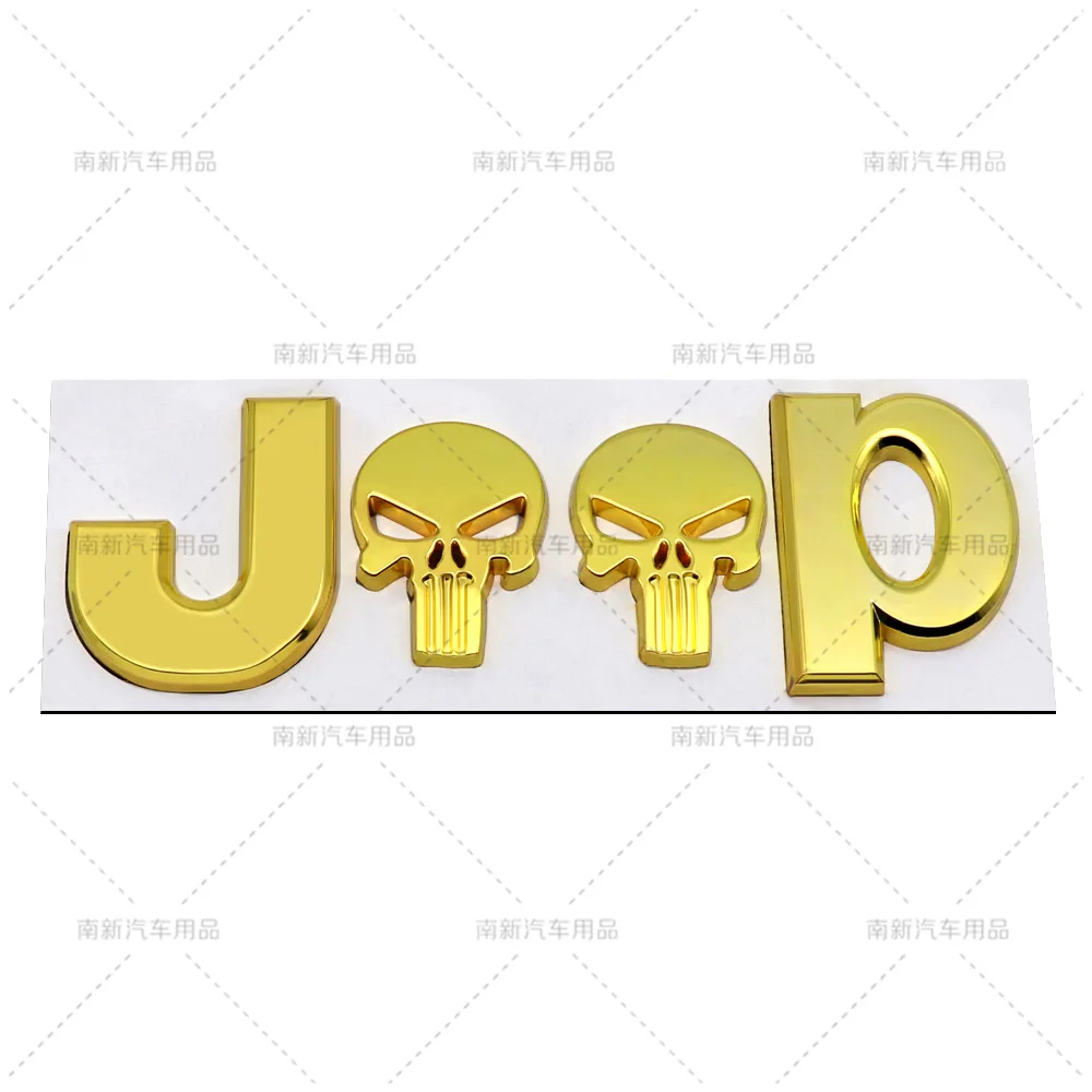 3D Metal Skull Emblem Badge For Jeep Auto Car Stickers  Accessories For Jeep Cherokee Wrangler Liberty Compass Car Styling