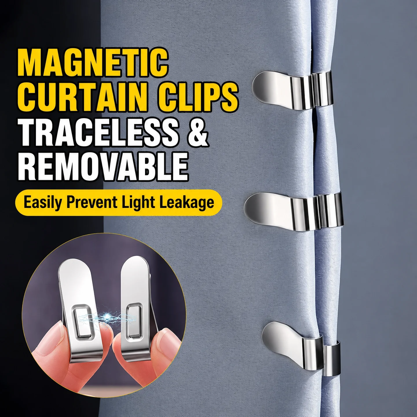 Strong Magnetic Curtain Clips Stainless Steel Blackout Closure Fastener Prevent Light Gap For Bedroom Window Home Decoration