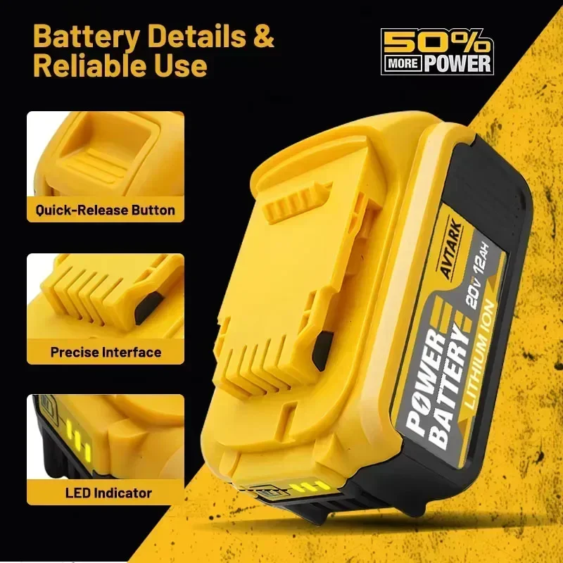 Original for Dewalt 20V, 12.0AH, DCB200 lithium battery, DCB112 battery charger, fast charging, power tool battery DCB204 DCB206