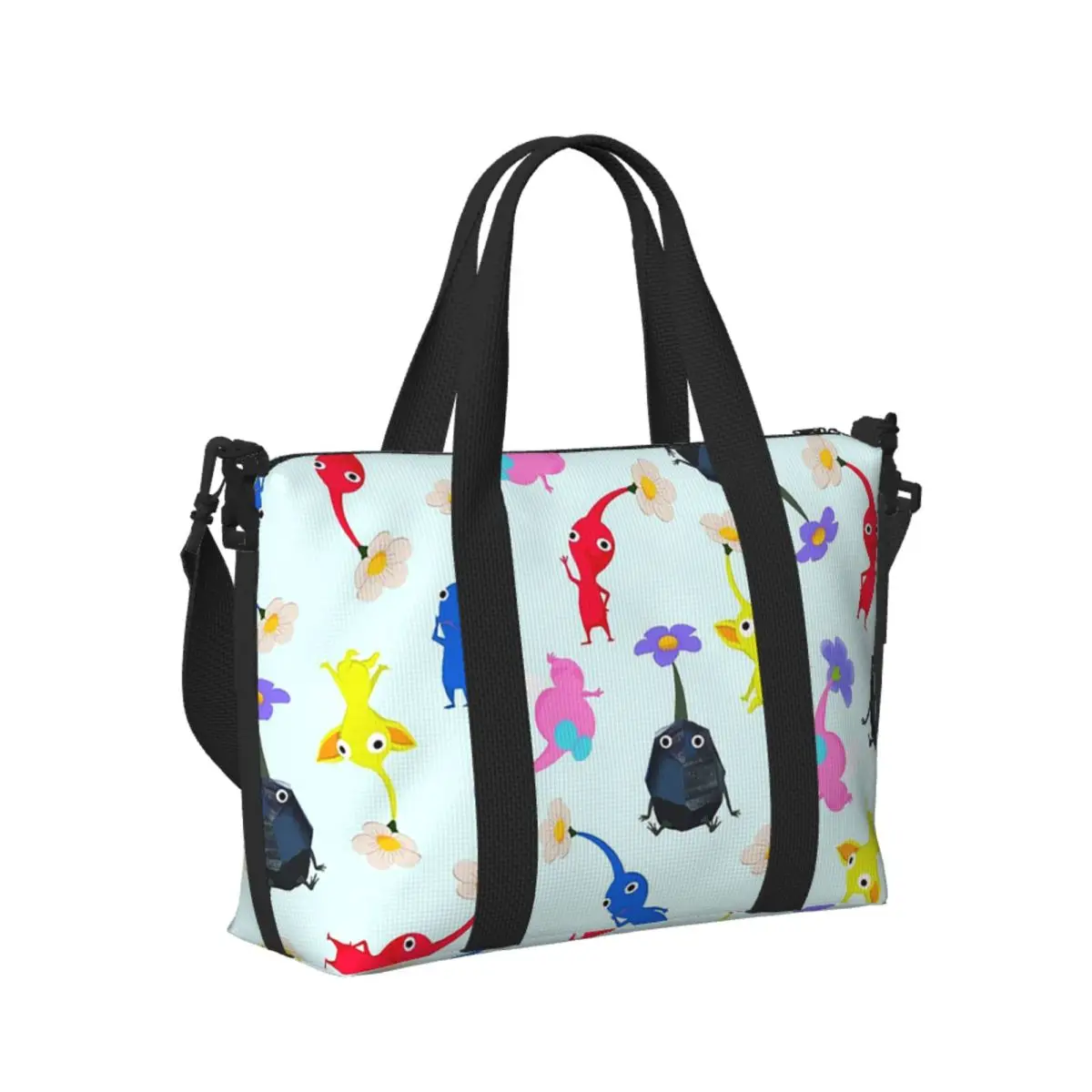 

Custom Pikmin Beach Travel Bag Large Capacity Tote Bags for Gym Sport Women Shopping Duffle Shoulder Bag