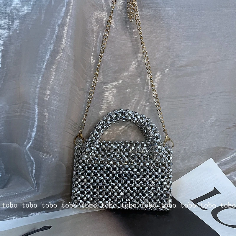 Borsa di perle di perle Designer di marca scatola di pietra acrilica trasparente borsa a mano piccola borsa trasparente fatta a mano per borsa da